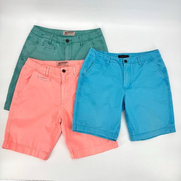 Lot of 3 ARIZONA AEROPOSTALE Flat Front Pastel Retro Cotton Shorts Men's Size 31 - Picture 1 of 16
